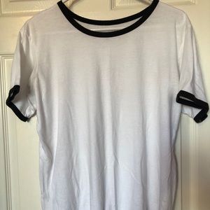 White and black slouchy shirt